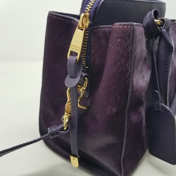 Bagley Mischka Purple Calf Hair Fur & Gold Handbag & Crossbody Bag - Picture 11 of 16